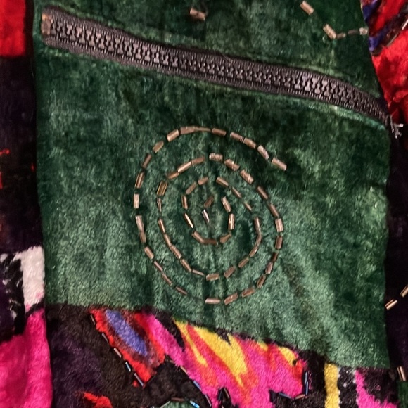 Talk Of America Vintage 80’s velour insulated jacket with beads zippers OS - Picture 13 of 17